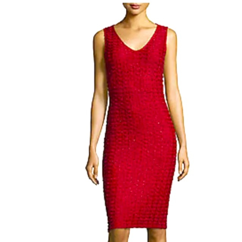 NWT St.John Anastasia Knit V-Neck Sheath Dress  14